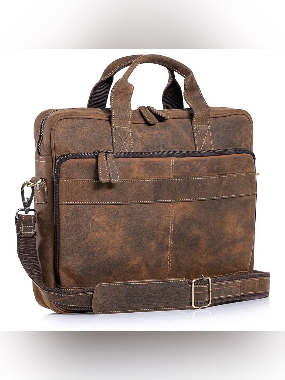 Premium Brown Real Leather Laptop / Messenger Bag